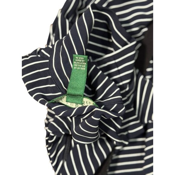 Lauren Ralph Lauren Mock Neck Blue White Striped Dress Sleeveless Women Size 2P - Picture 12 of 12